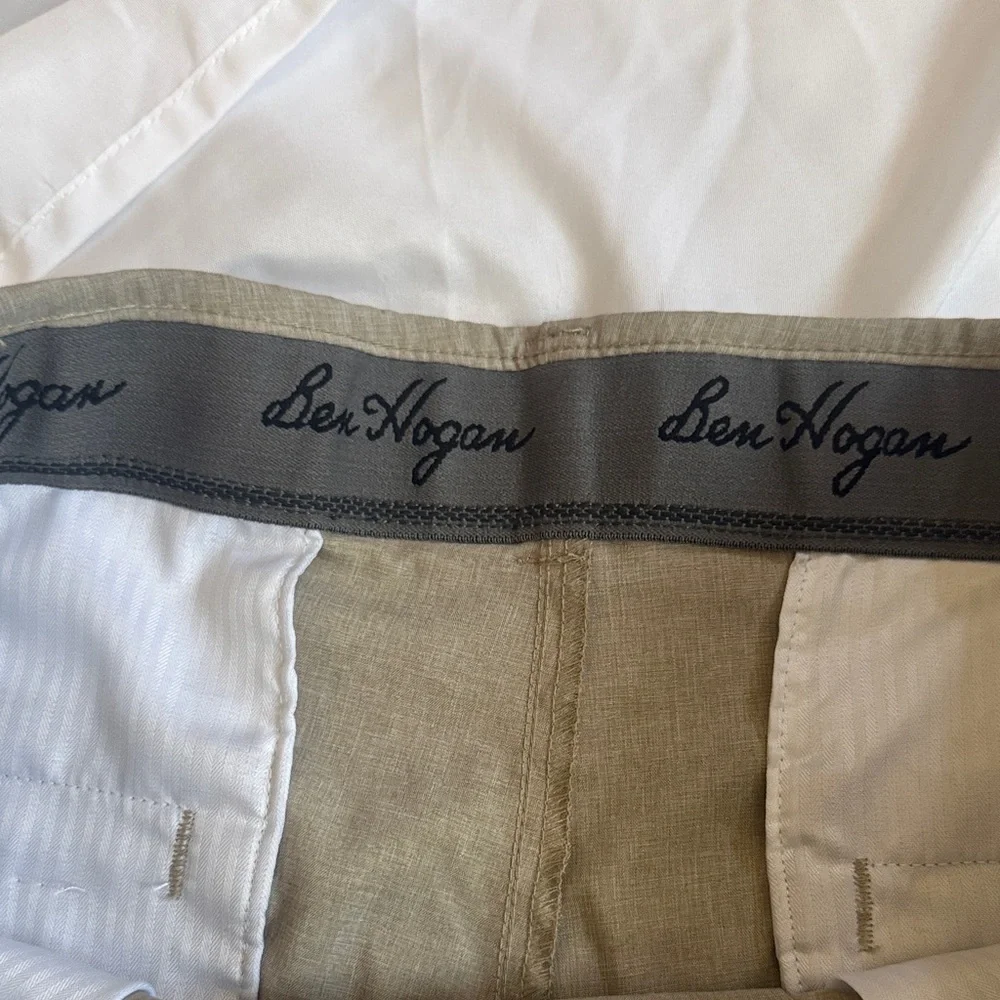 Ben Hogan Men’s Olive-Tan Flat-Front Shorts